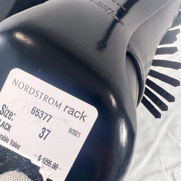 $1295 SAINT LAURENT Paris Studded Fringe Black Bootie 37 7US Made in Italy - Picture 12 of 12